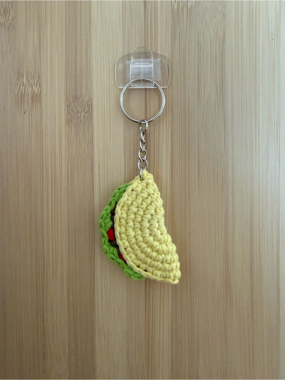 Tiny taco crochet keychain